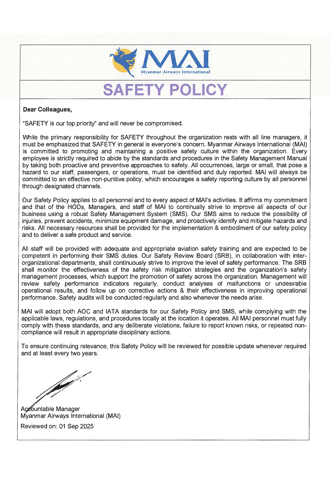 3. Safety Policy